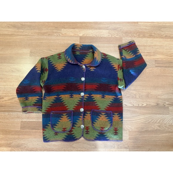 Rhonda Stark Size XL Wool Blend Southwestern Aztec Navajo Coat Jacket Vintage - Picture 7 of 11